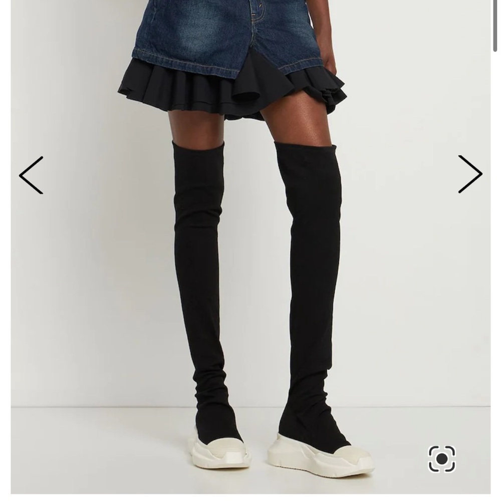 rick owens drkshdw canvas abstract thigh high boots